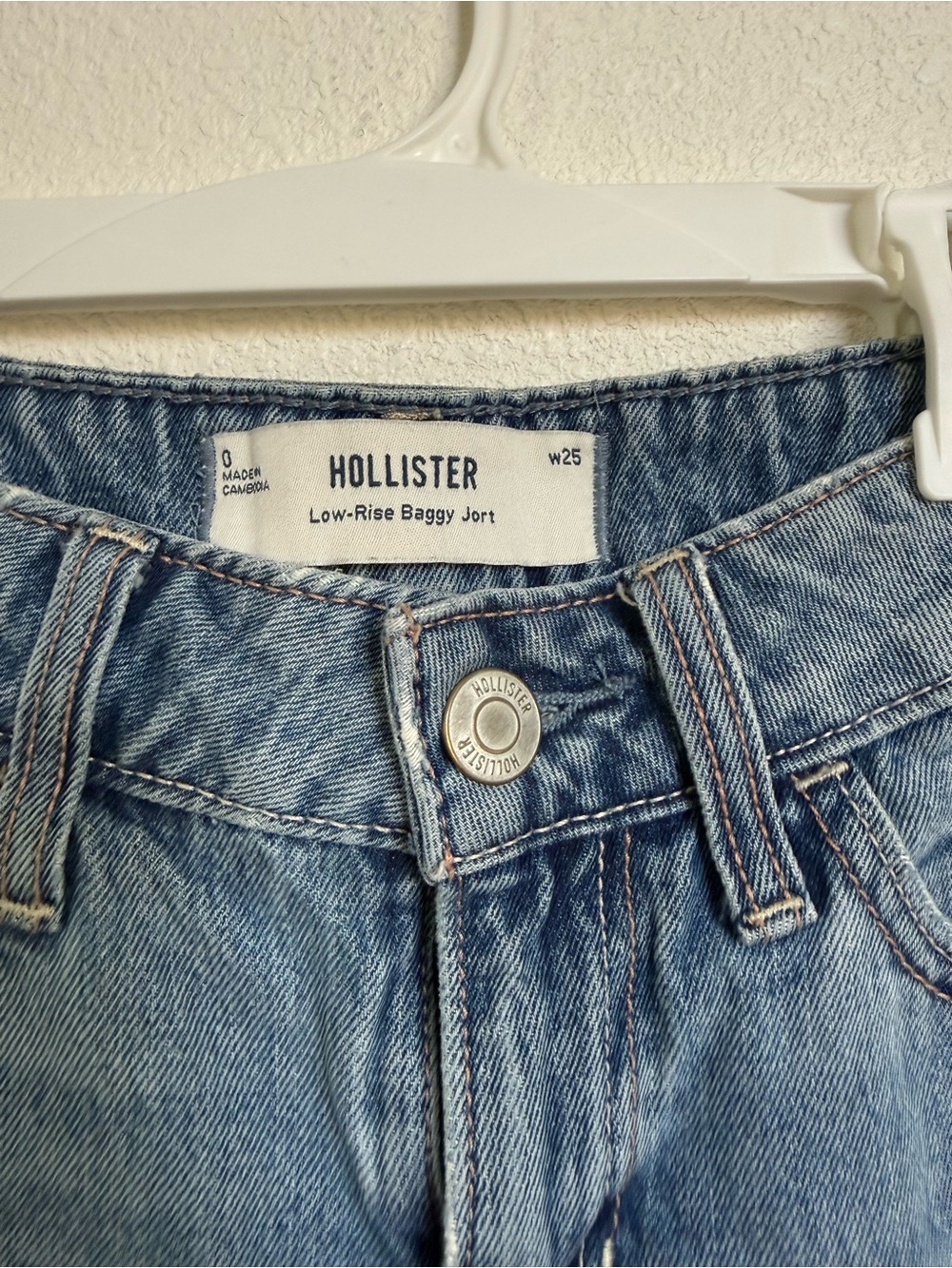 Hollister Low Rise Baggy Jort Denim Shorts Distressed Y2K Size 25 - Picture 4 of 7